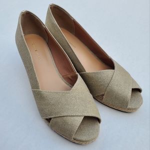 Tommy Hilfiger wedge heels, size 10, light beige.